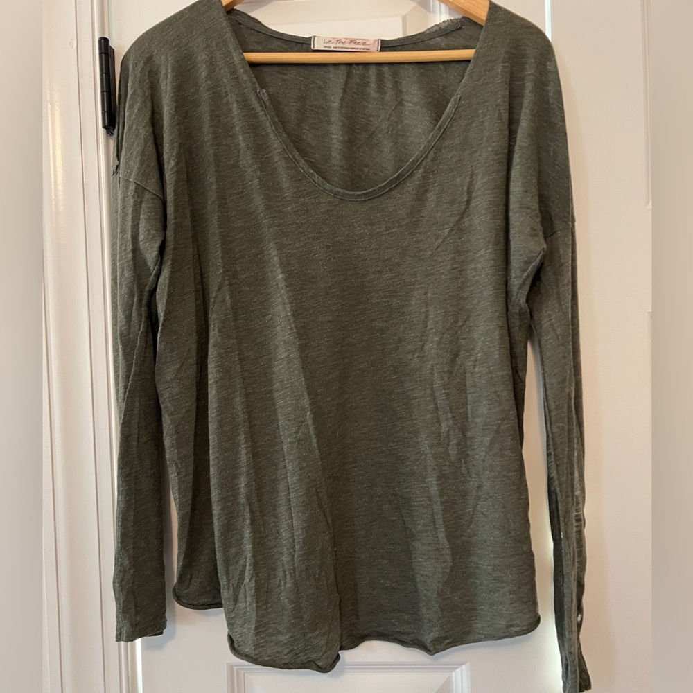 Free People We the Free Sienna Olive Green Long Dolman Sleeve Top